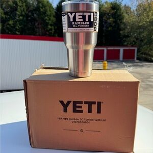 6 Pack New YETI Silver Rambler Tumbler